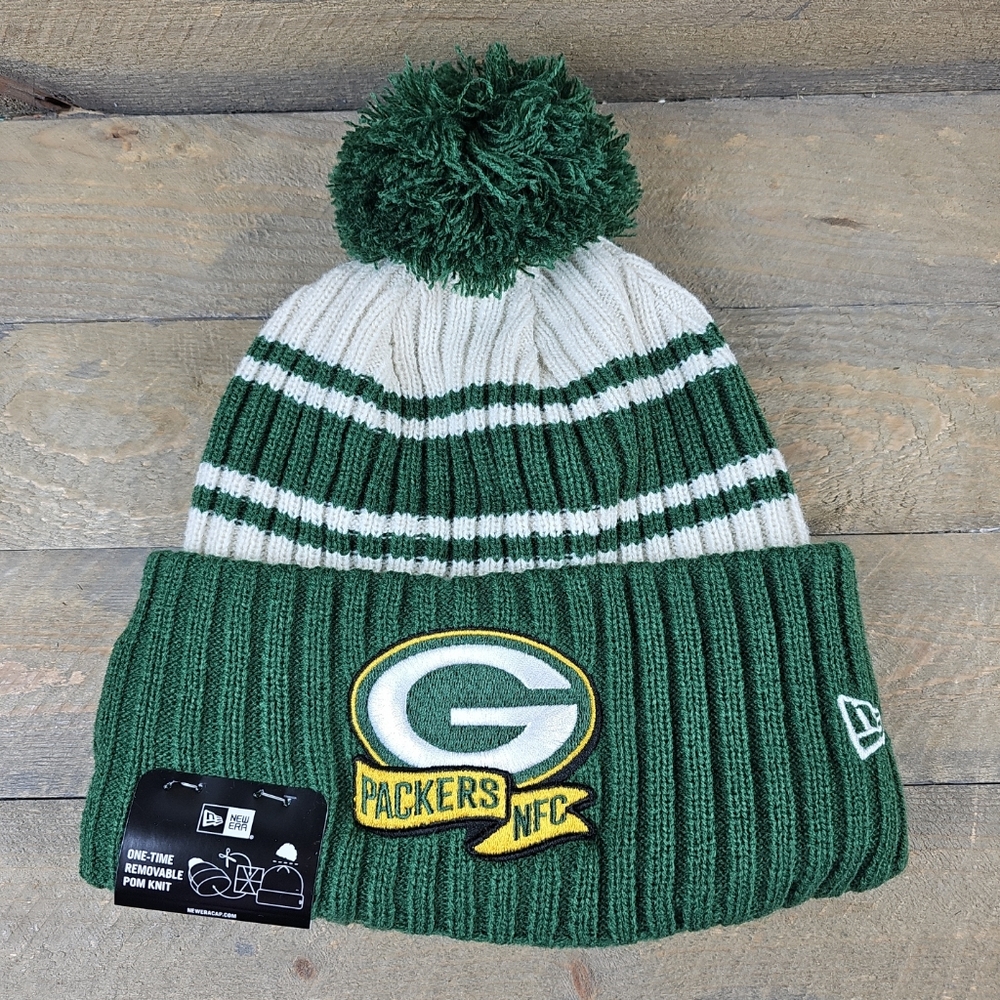 New Era Green Bay Packers NFL Football Lined Green/Cream Stocking Hat